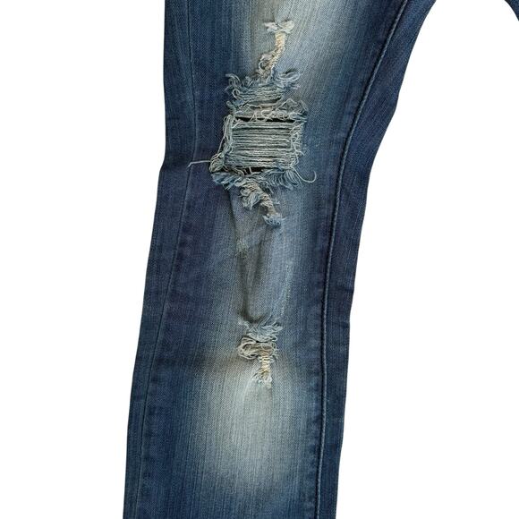 A7 Swarovski Crystals Distressed Jeans Womens 25 Low Rise Sexy Cowgirl Glam Rock - Picture 5 of 15